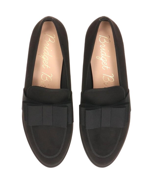 Bridget Birkin ＜抗菌消臭＞【Bridget Birkin】グログランリボンレインローファー ブラックスウェード