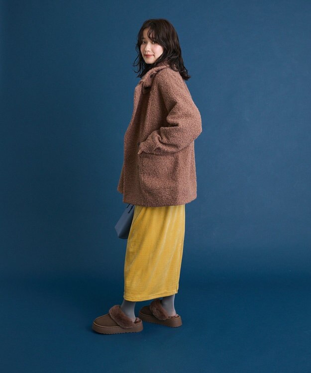 Green Parks ぽかぽか裏起毛ベロアＩラインスカート Yellow