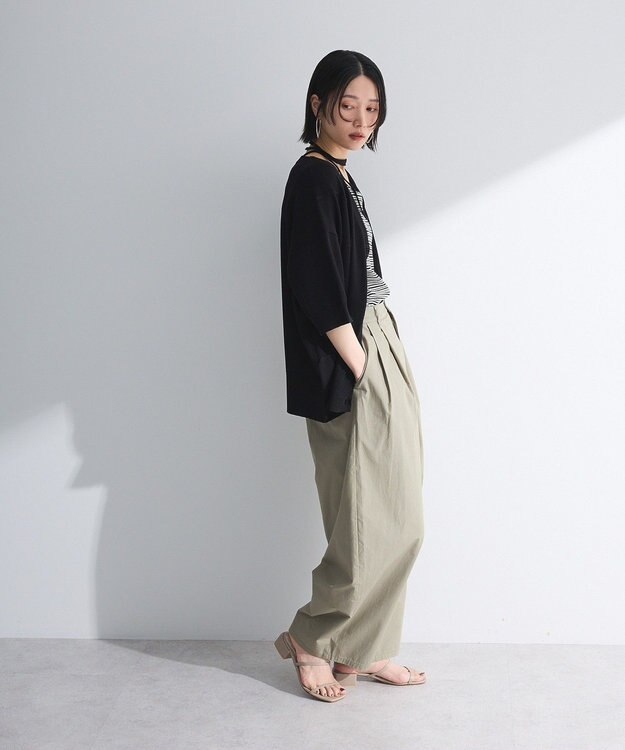 Green Parks 刺繍コードＶネックフレンチカーディガン Black