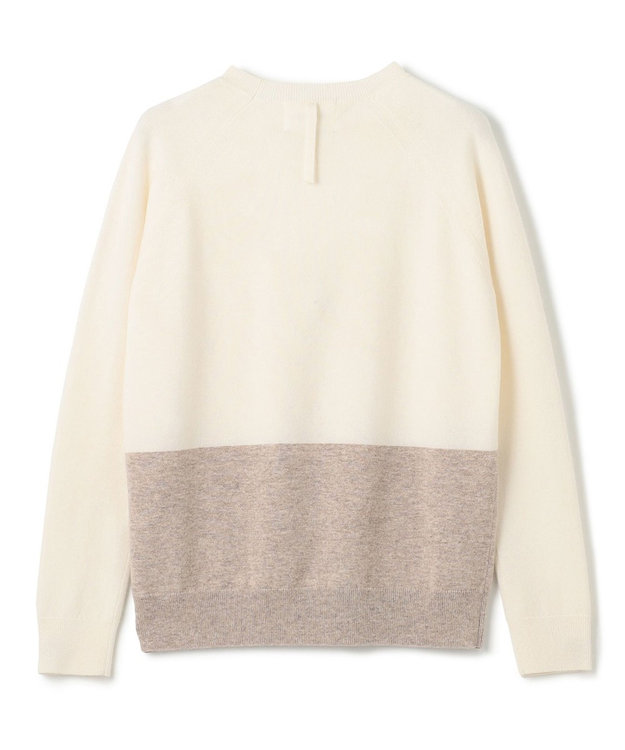 BEIGE， 【WEB限定・洗える】DEMING / バイカラーウールクルーネックニット Off × Taupe