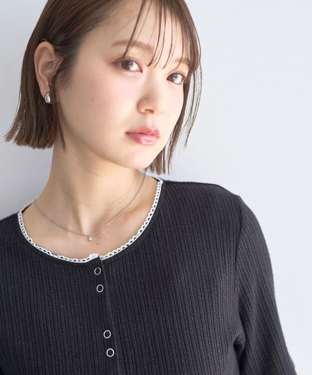 earth music&ecology チェーンリブラメカットソー Black