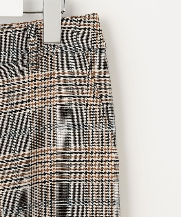 J.PRESS LADIES 【洗える】PL/Visストレッチチェック セミワイド パンツ グレー系3