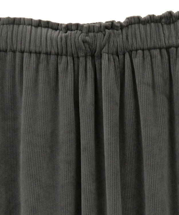 Green Parks ぽかぽか裏起毛ベロアＩラインスカート Charcoal Gray