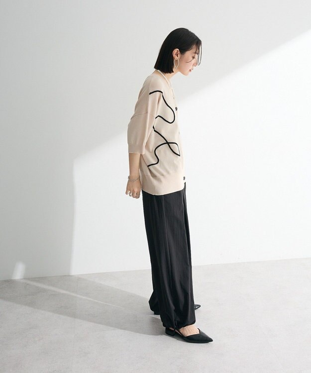 Green Parks 刺繍コードＶネックフレンチカーディガン Light Beige