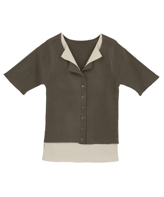 Green Parks ・Ｐｅｔｉｔ　Ｆｌｅｕｒ　バイカラーレイヤードニット Brown