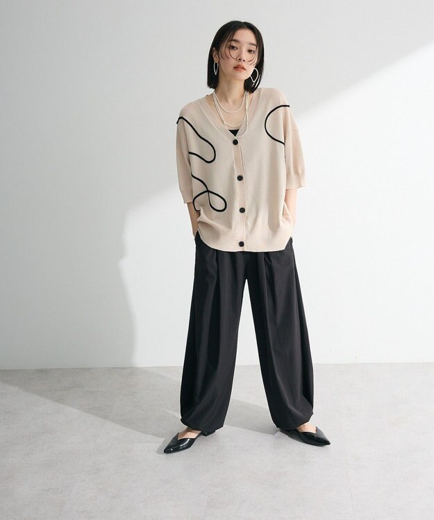 Green Parks 刺繍コードＶネックフレンチカーディガン Light Beige