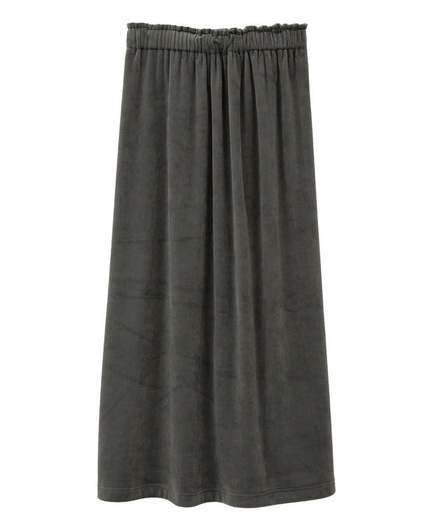 Green Parks ぽかぽか裏起毛ベロアＩラインスカート Charcoal Gray