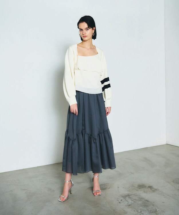 GRACE CONTINENTAL 畦ショートニットカーディガン ホワイト