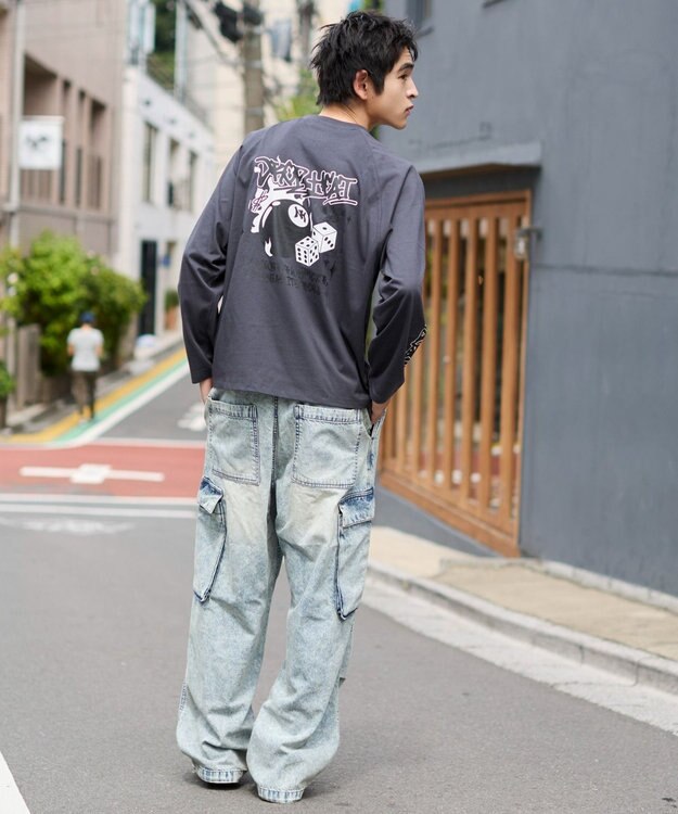 WEGO 【ユニセックス着用ITEM/MLサイズ展開】スリーブロゴグラフィックラグランT（LS） スミクロ