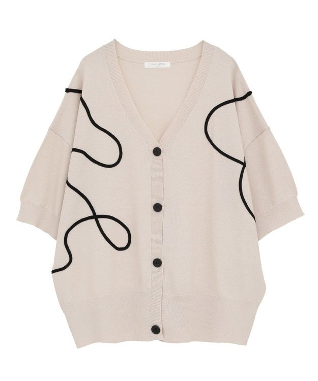 Green Parks 刺繍コードＶネックフレンチカーディガン Light Beige