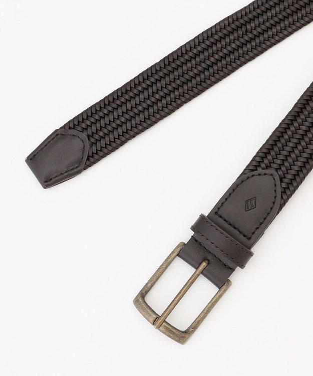 JOSEPH ABBOUD 【キングサイズ・イタリア素材・ストレッチ・日本製】レザーメランジストレッチベルト ダークブラウン系