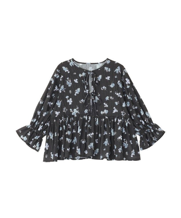 earth music&ecology アソートラッフルブラウス Black