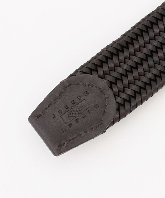 JOSEPH ABBOUD 【キングサイズ・イタリア素材・ストレッチ・日本製】レザーメランジストレッチベルト ダークブラウン系