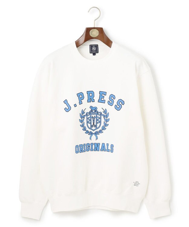 J.PRESS MEN 【J.PRESS ORIGINALS】【UNISEX】Supima Recycle Cotton CREST Logo Sweat ホワイト系