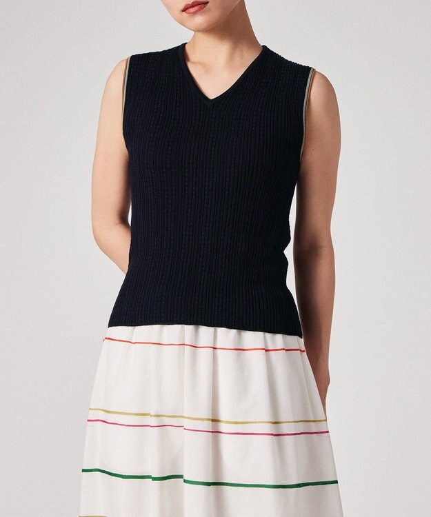 Paul Smith ストライプポイント Vネックニット ネイビー