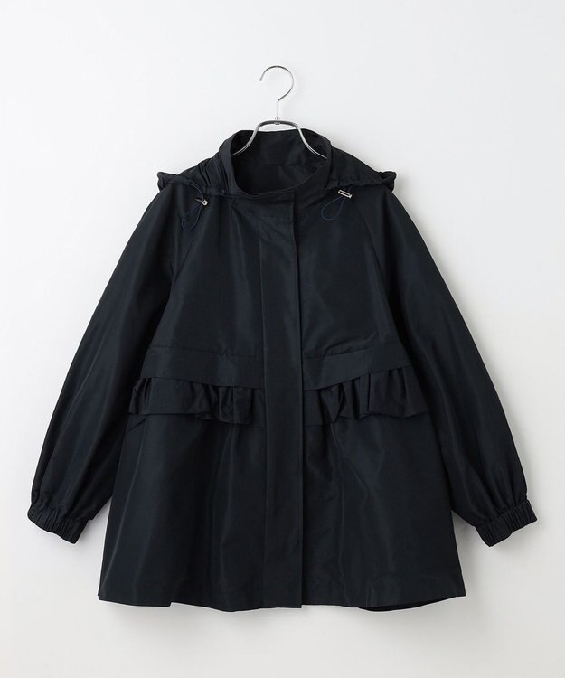 #Newans 【セレモニーにも】ラウンドフリルタフタブルゾン ネイビー