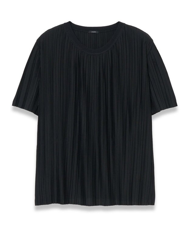 JOSEPH 【洗える】プリーテッドジャージー　ラウンドネックTシャツ Black