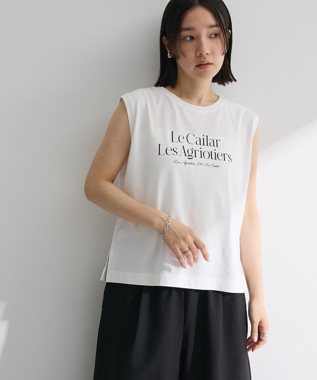 Green Parks ノースリーブフェミニンロゴプルオーバー Off White