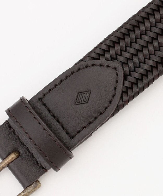 JOSEPH ABBOUD 【キングサイズ・イタリア素材・ストレッチ・日本製】レザーメランジストレッチベルト ダークブラウン系