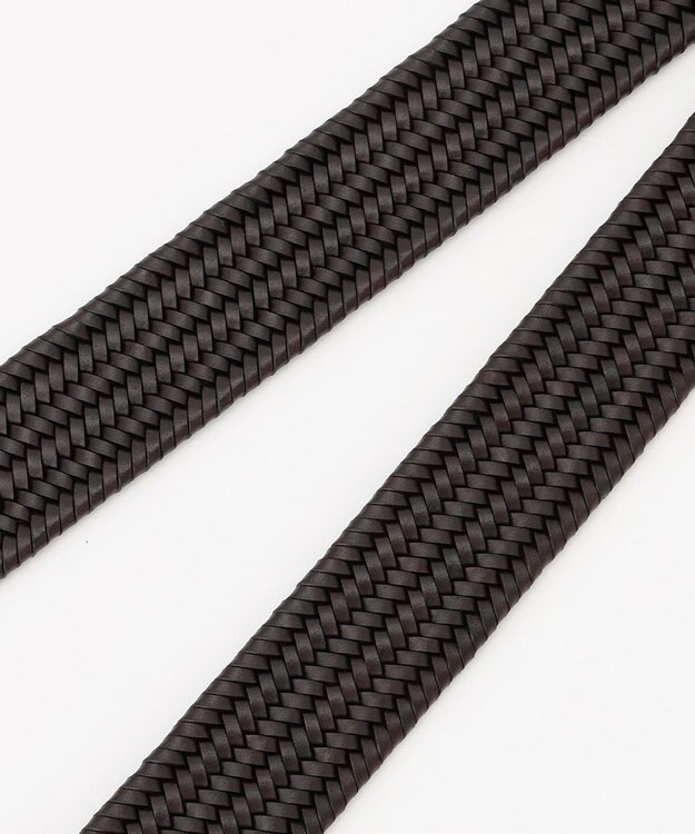 JOSEPH ABBOUD 【キングサイズ・イタリア素材・ストレッチ・日本製】レザーメランジストレッチベルト ダークブラウン系