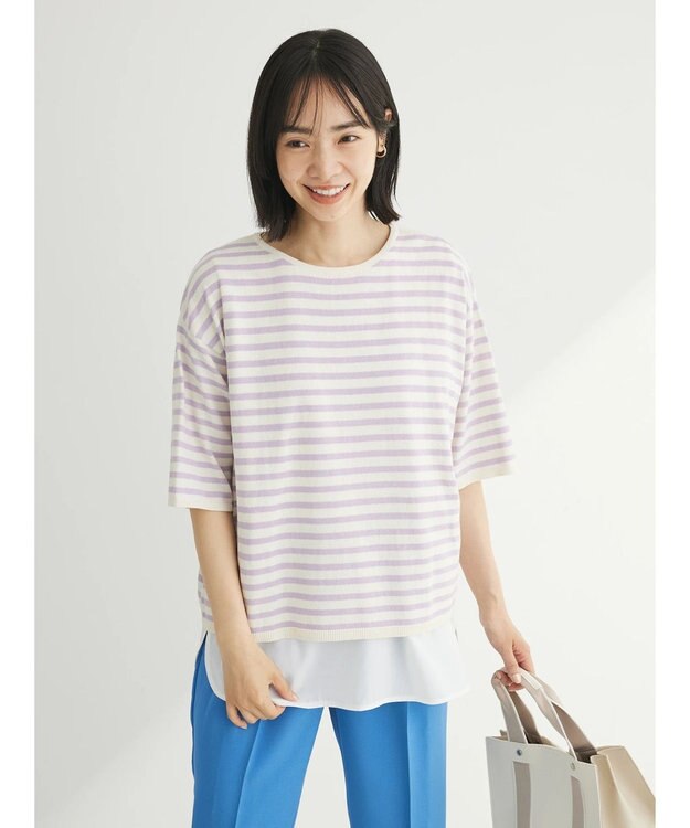 Green Parks 洗える　ニットＴシャツ Border