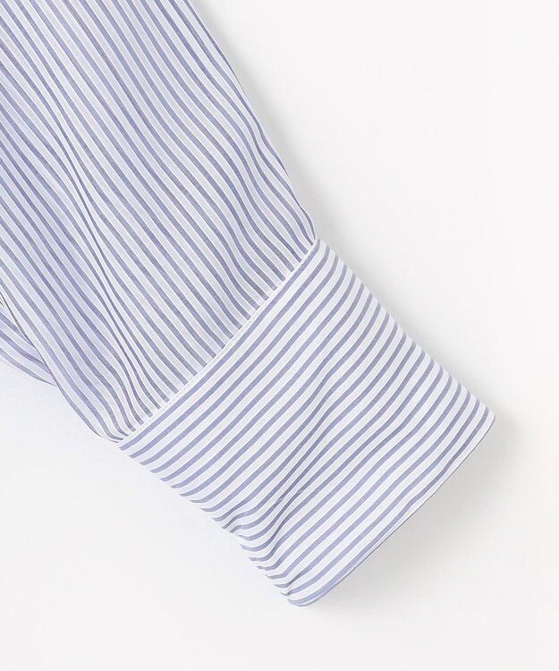 ANY シアーストライプシャツ オフ×ブルー