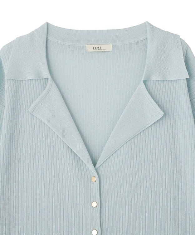 earth music&ecology テーラーカラーニットカーディガン Blue