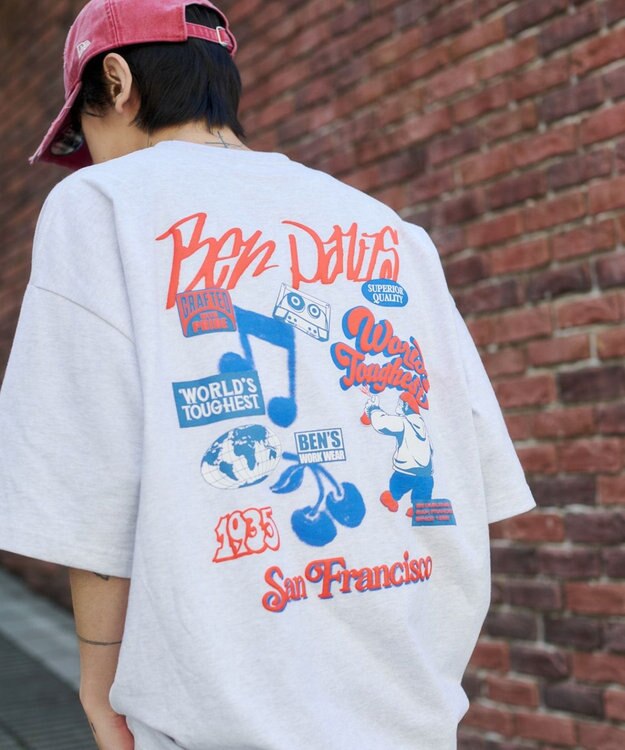 WEGO 【SMLサイズ展開】別注BENDAVISグラフィックT（SS） アッシュグレー