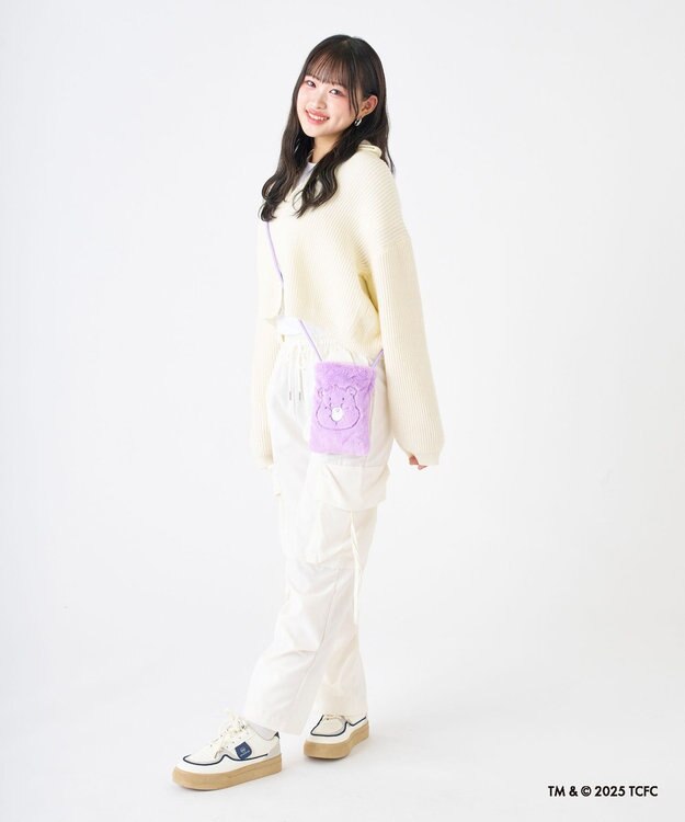 MOONBAT Care Bears(ケアベア) フェイクファーサコッシュ 手洗い可能 バッグ ライトパープル