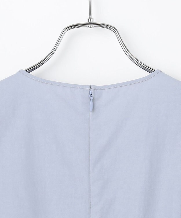 #Newans 【撥水加工/洗濯機可能】〈小柄さんにお勧め〉パフスリーブフレアワンピース ブルーグレー