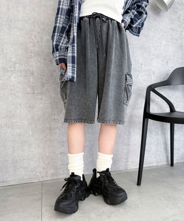 WEGO 【SMLサイズ展開】ラバーコンビ厚底スニーカー ブラック