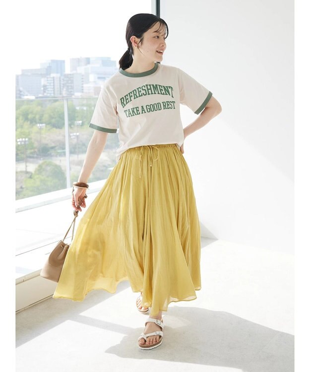 CRAFT STANDARD BOUTIQUE コットンボイルギャザースカート Yellow