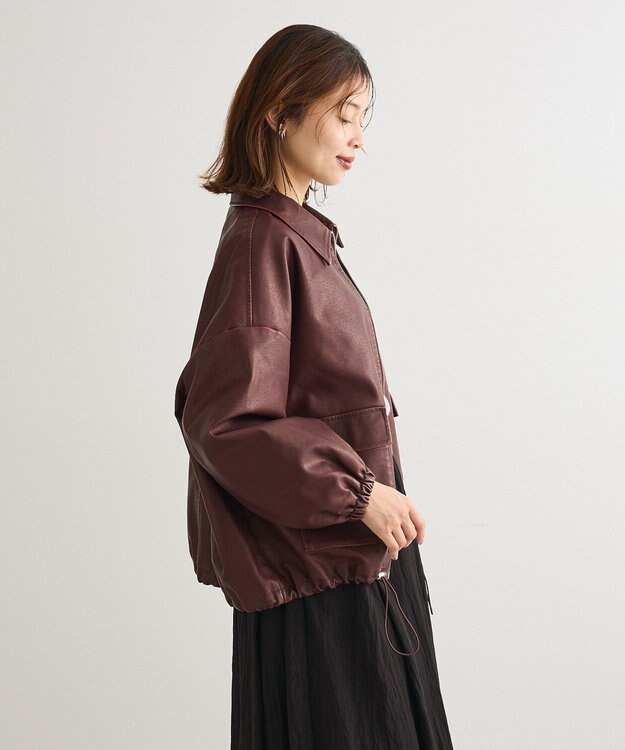 Green Parks ・ＥＬＥＮＣＡＲＥ　ＤＵＥ　フェイクレザーブルゾン Bordeaux