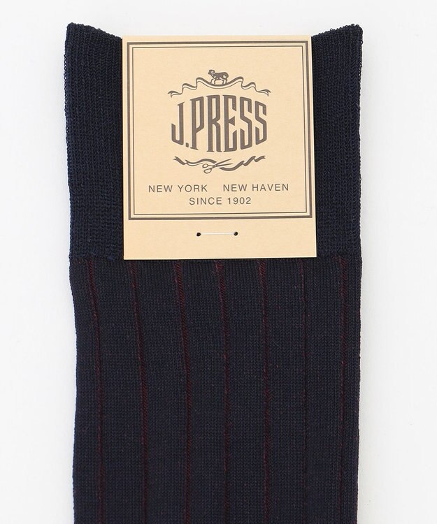 J.PRESS MEN 【定番】ハイゲージワイドストライプ リブソックス ネイビー系