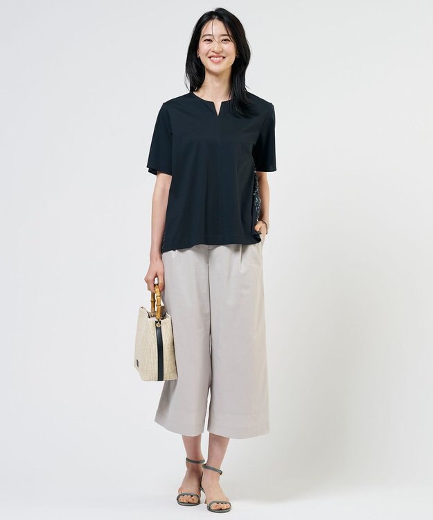 J.PRESS LADIES 【人気素材】セルロースリネンストレッチ クロップド パンツ 【WEB限定】ナチュラル系