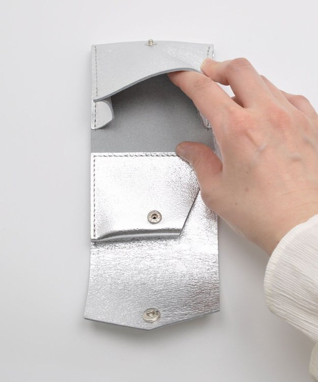blancle メタリックレザー 三つ折りウォレット SILVER