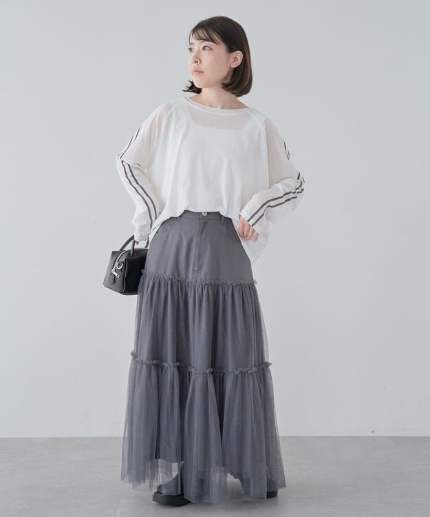 Green Parks ・ELENCARE DUE ハイブリットティアードスカート Charcoal Gray