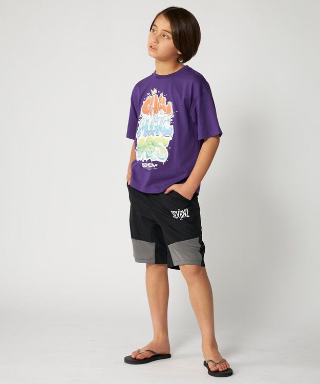 OP／FILA 【SEVEN2】異素材切替ナイロンパンツ ブラック