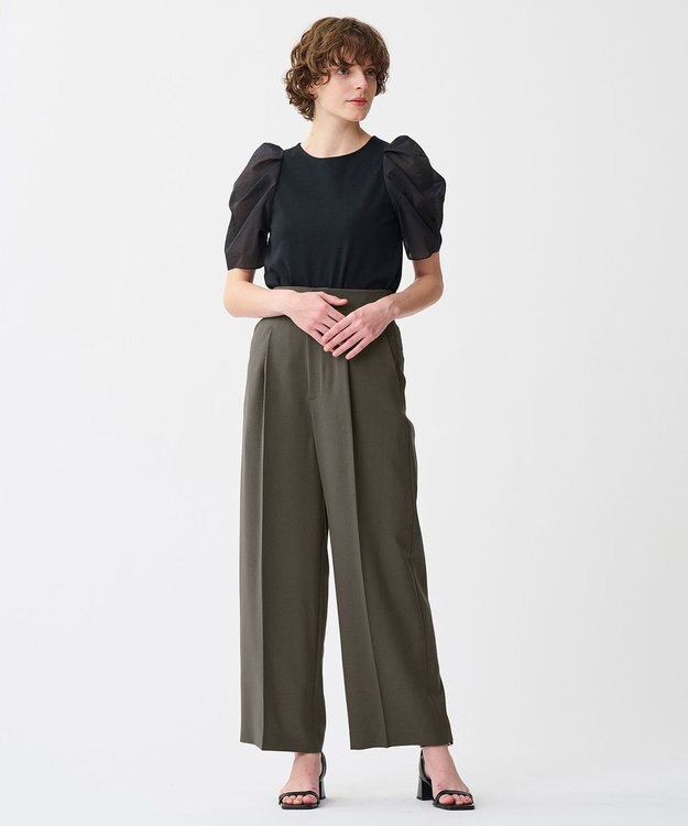 uncrave ダブルフェイスジャージー オーガンジーコンビトップス ブラック