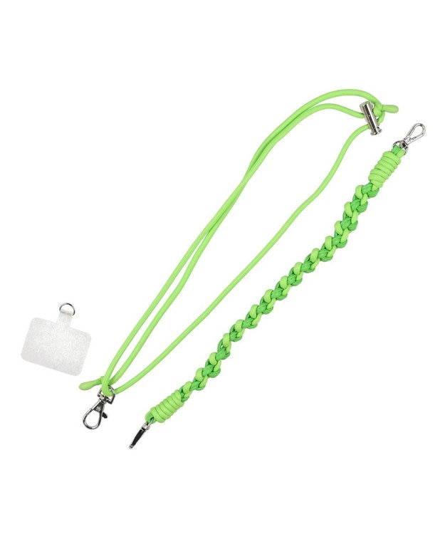 UNBILLION ペルケ perche / 蛍光レザーストラップ付き・チャームポーチショルダー グリーン