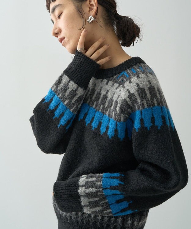 AMERICAN HOLIC ノルディック柄ニットプルオーバー Gray Mixture