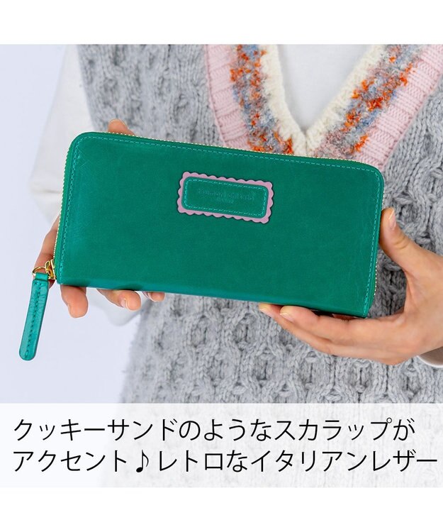 tsumori chisato CARRY シンプルバイカラー ラウンドファスナー長財布 グリーン