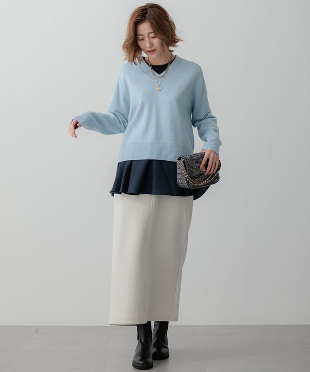 23区 GIOLICA ツイード ショルダーバッグ ブルー×ベージュ