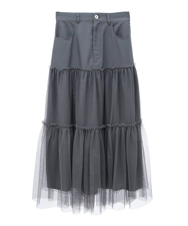 Green Parks ・ELENCARE DUE ハイブリットティアードスカート Charcoal Gray