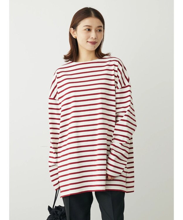 Green Parks ボーダーゆるチュニック Red