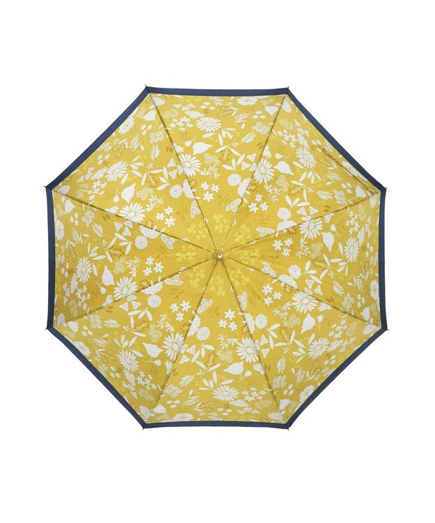 MOONBAT LANVIN en Bleu 長傘 バイカラーデイジー サテンプリント ジャンプ 耐風 カナリア（カラシ）