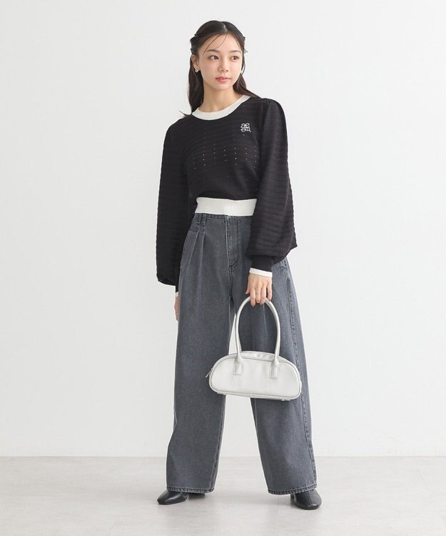 earth music&ecology 配色バックリボンプルオーバー Black