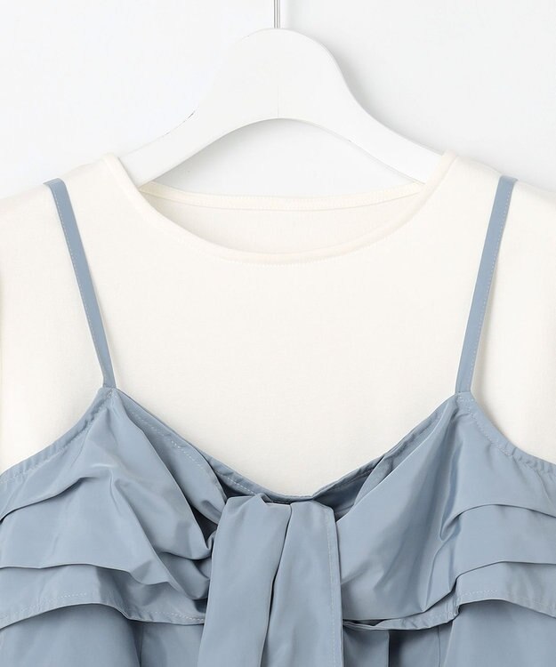 Feroux 【セットアップ対応・洗える】リボンタフタ ビスチェ カットソー ブルー系