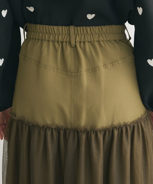 Green Parks ・ELENCARE DUE ハイブリットティアードスカート Khaki