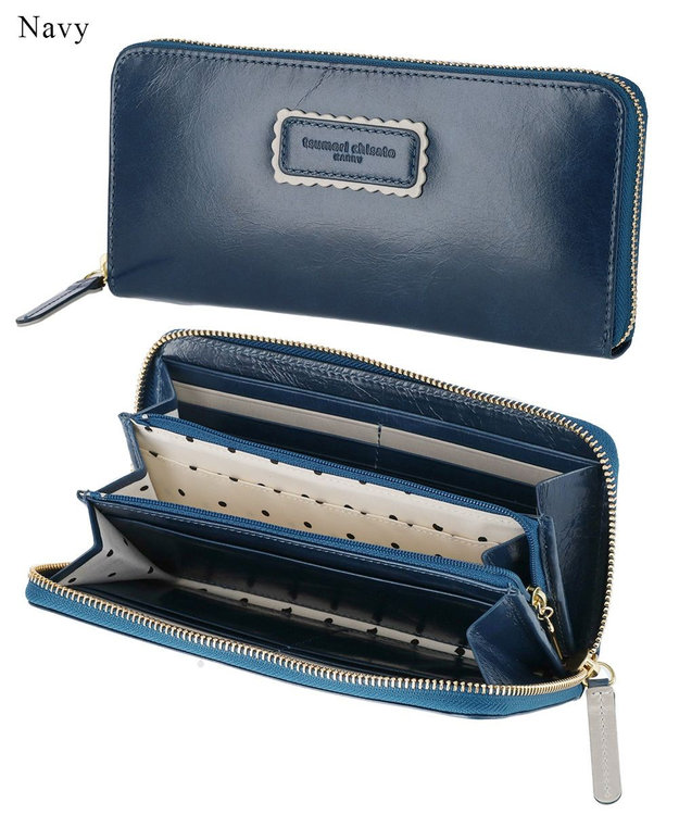 tsumori chisato CARRY シンプルバイカラー ラウンドファスナー長財布 ネイビー